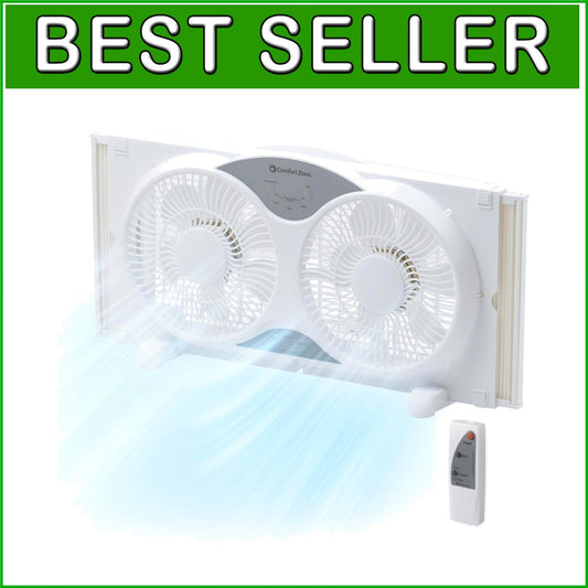 Elegant 9-Inch Window Fan with Auto-Locking Expanders and Remote Convenience