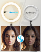 Load image into Gallery viewer, Professional 12” Ring Light with 10 Brightness Levels &amp; Phone Stand for Creators