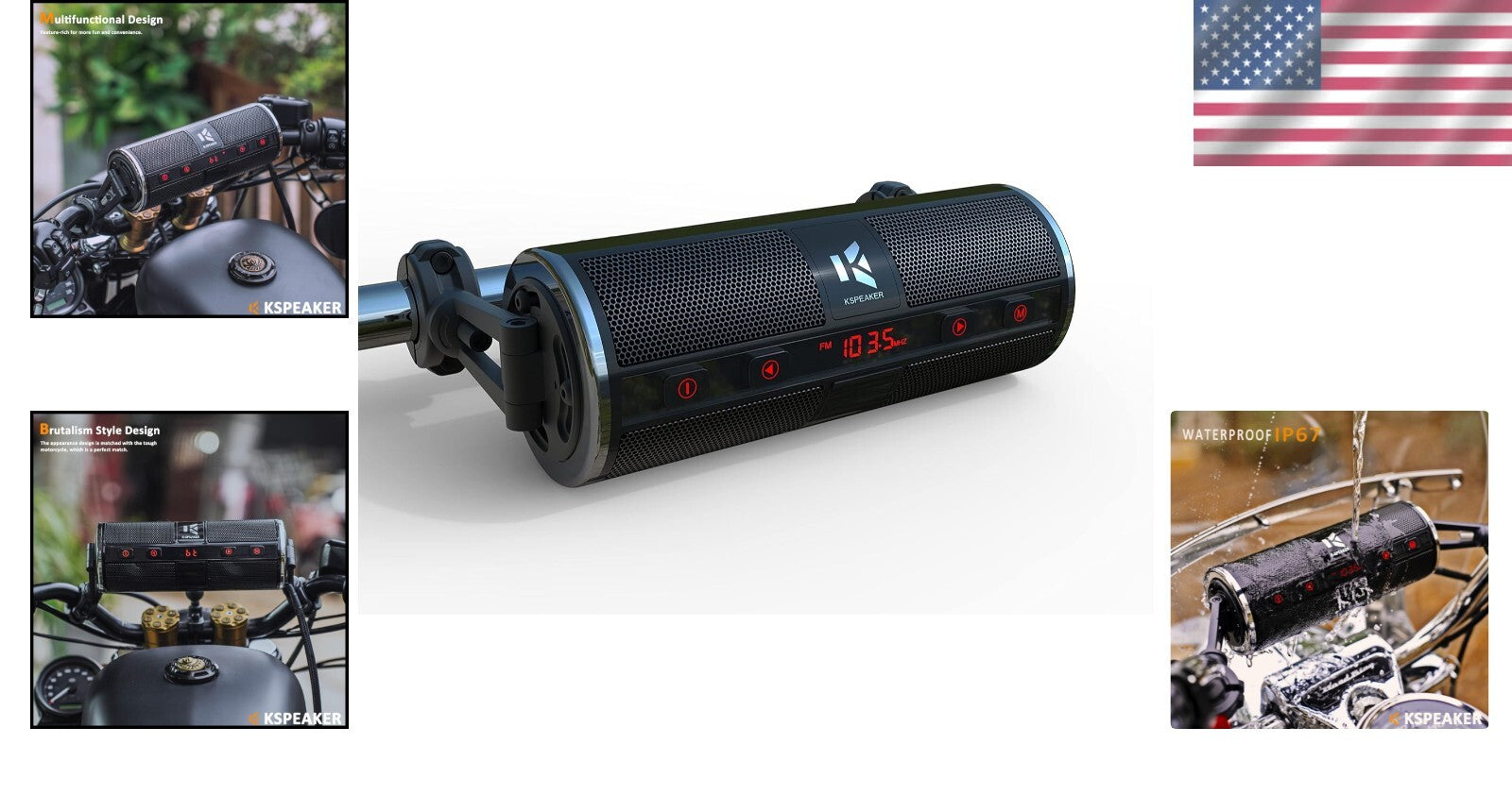 Outdoor Motorcycle Speakers with Bluetooth Control and FM Radio Functionality