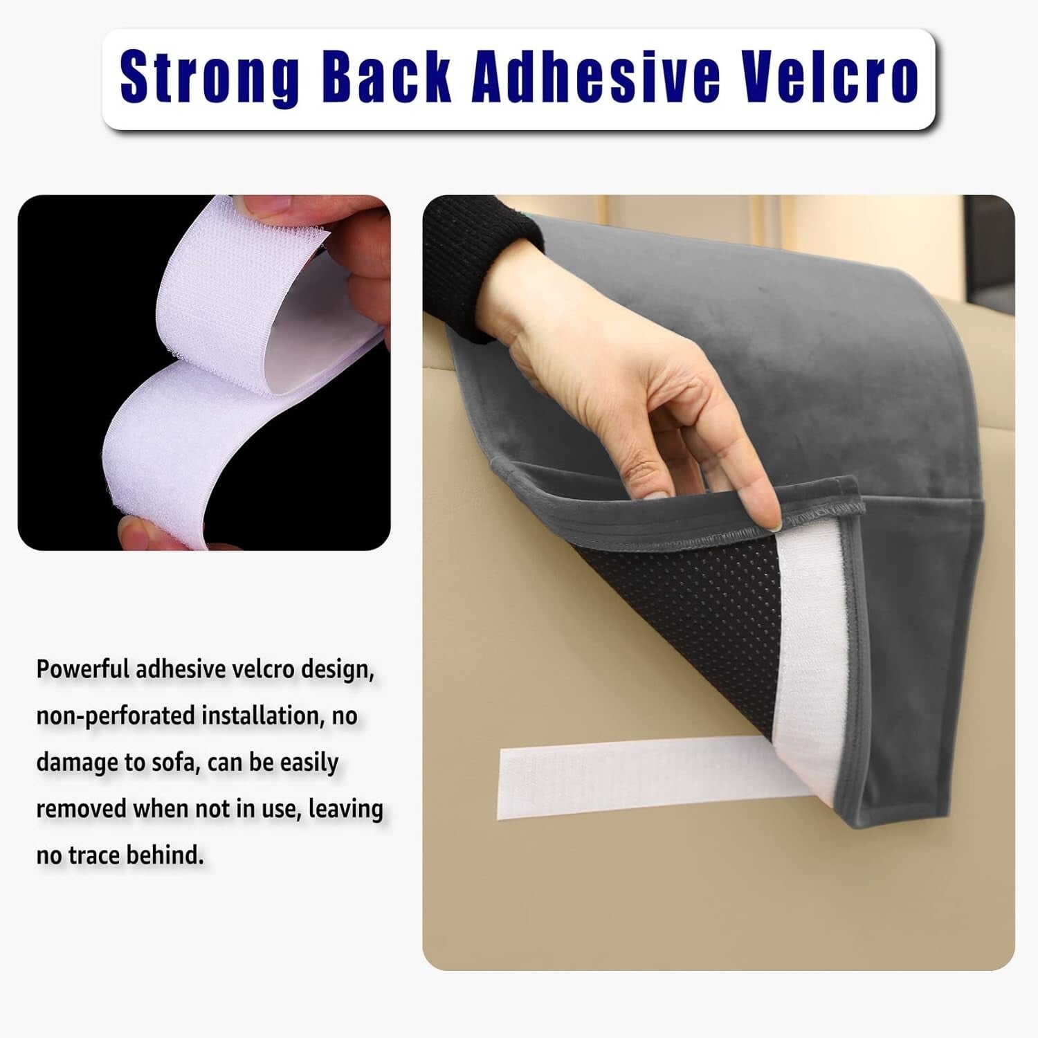 Adjustable Velvet Headrest Pillow - Non-Slip Neck Support for Recliners in Gray