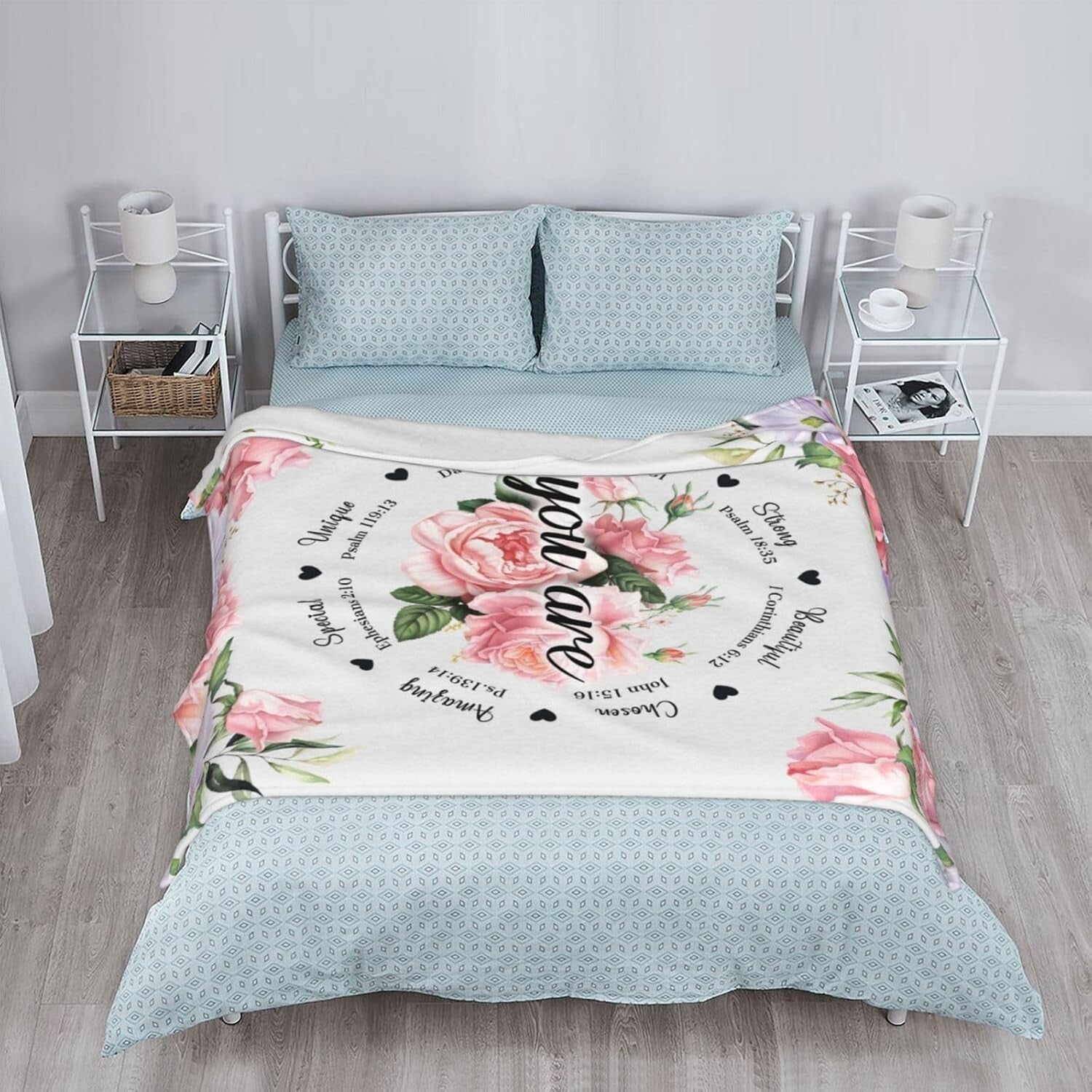 Inspirational Floral Throw Blanket 80"x60" - Perfect Christian Gift for Women