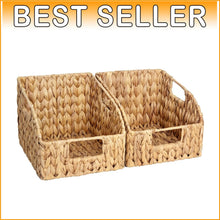 Load image into Gallery viewer, Natural Handwoven Storage Baskets for Pantry, Kitchen &amp; Living Room - 2 Pack