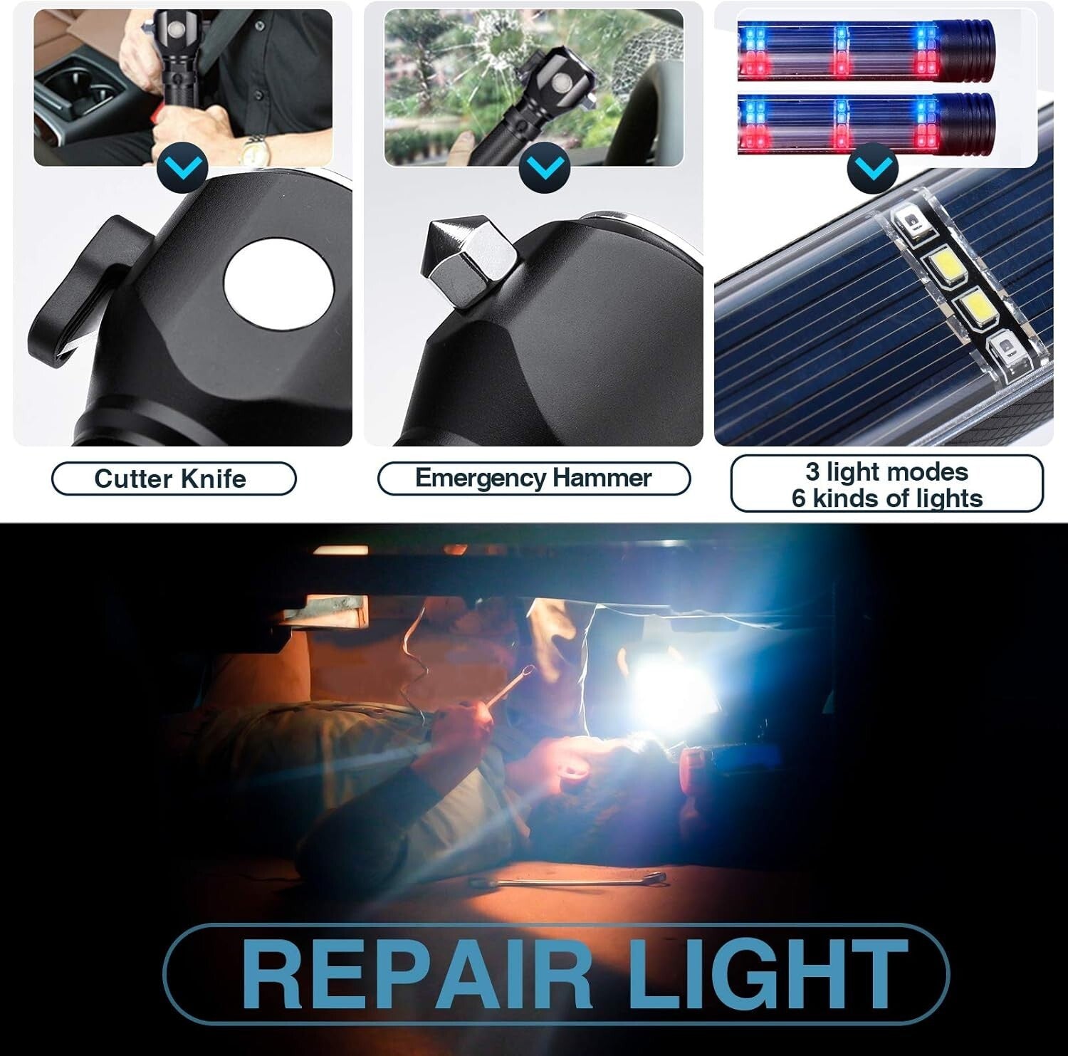 Rechargeable Waterproof Flashlights with 2400mAh Battery - Ideal for Emergencies