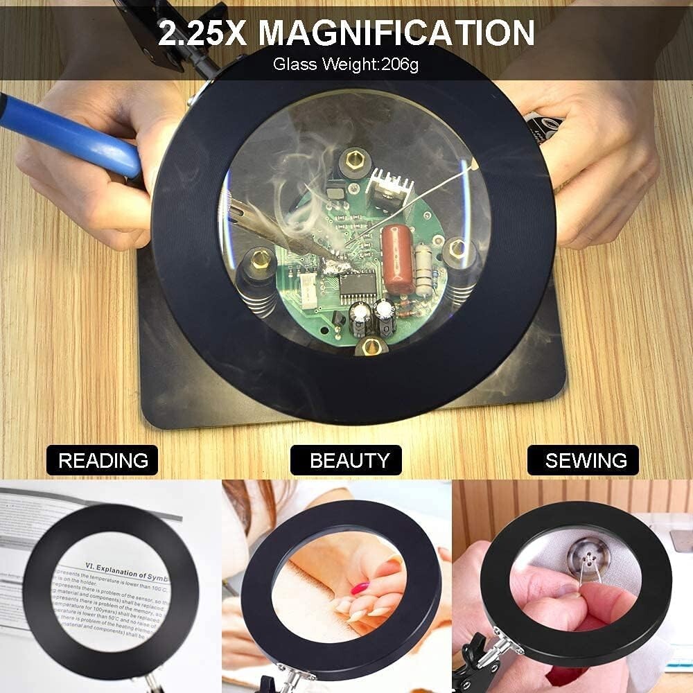 Adjustable All-in-One Soldering Magnifier Lamp - Ideal for DIY Projects