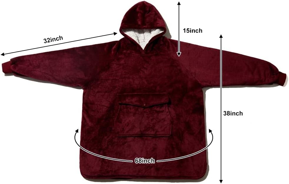 Cozy Oversized Sherpa Blanket Hoodie with Giant Pocket - Perfect Gift for All