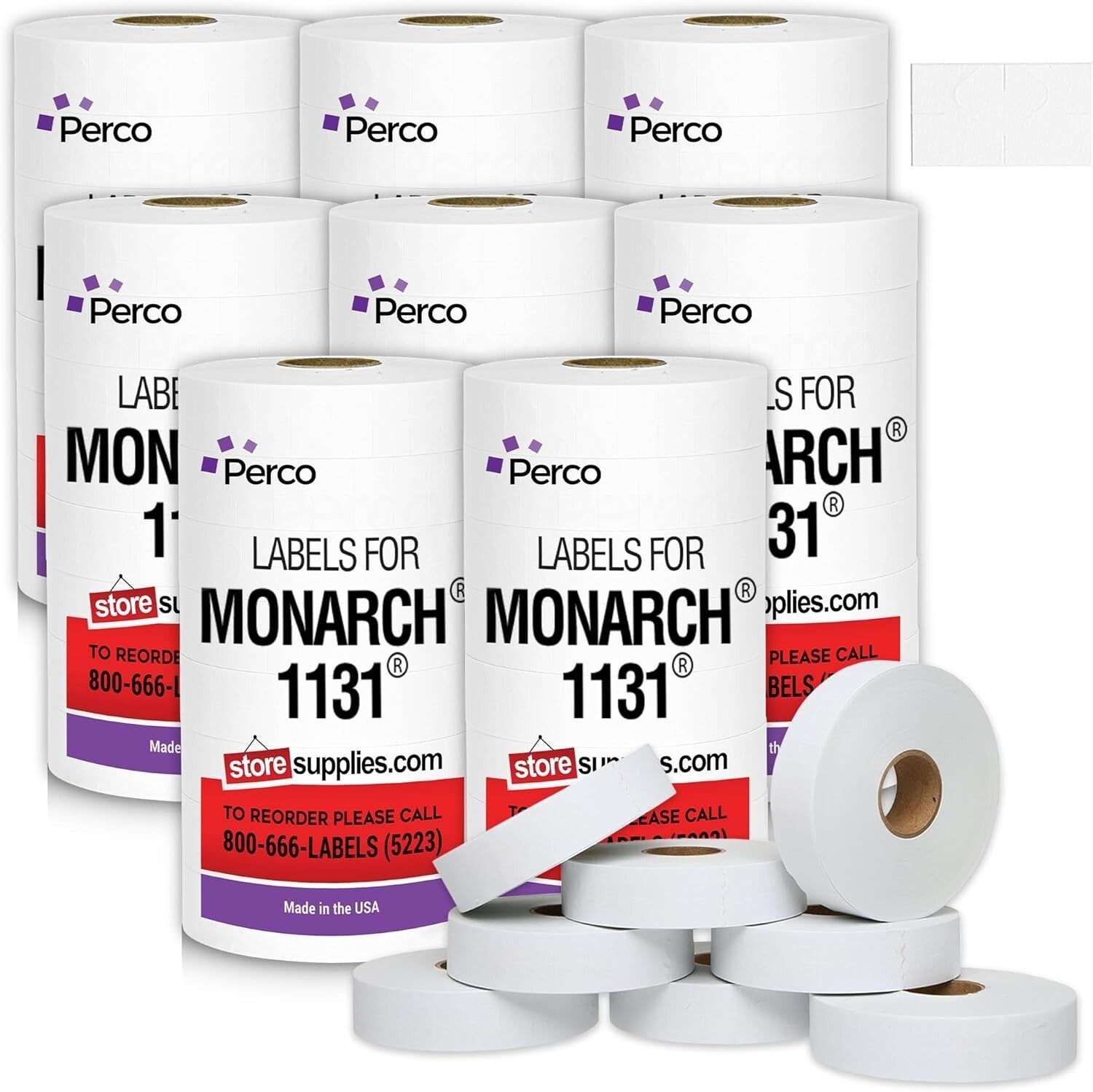 Bulk White Pricing Labels for Monarch 1131 - 160,000 Labels + Ink Rolls Included