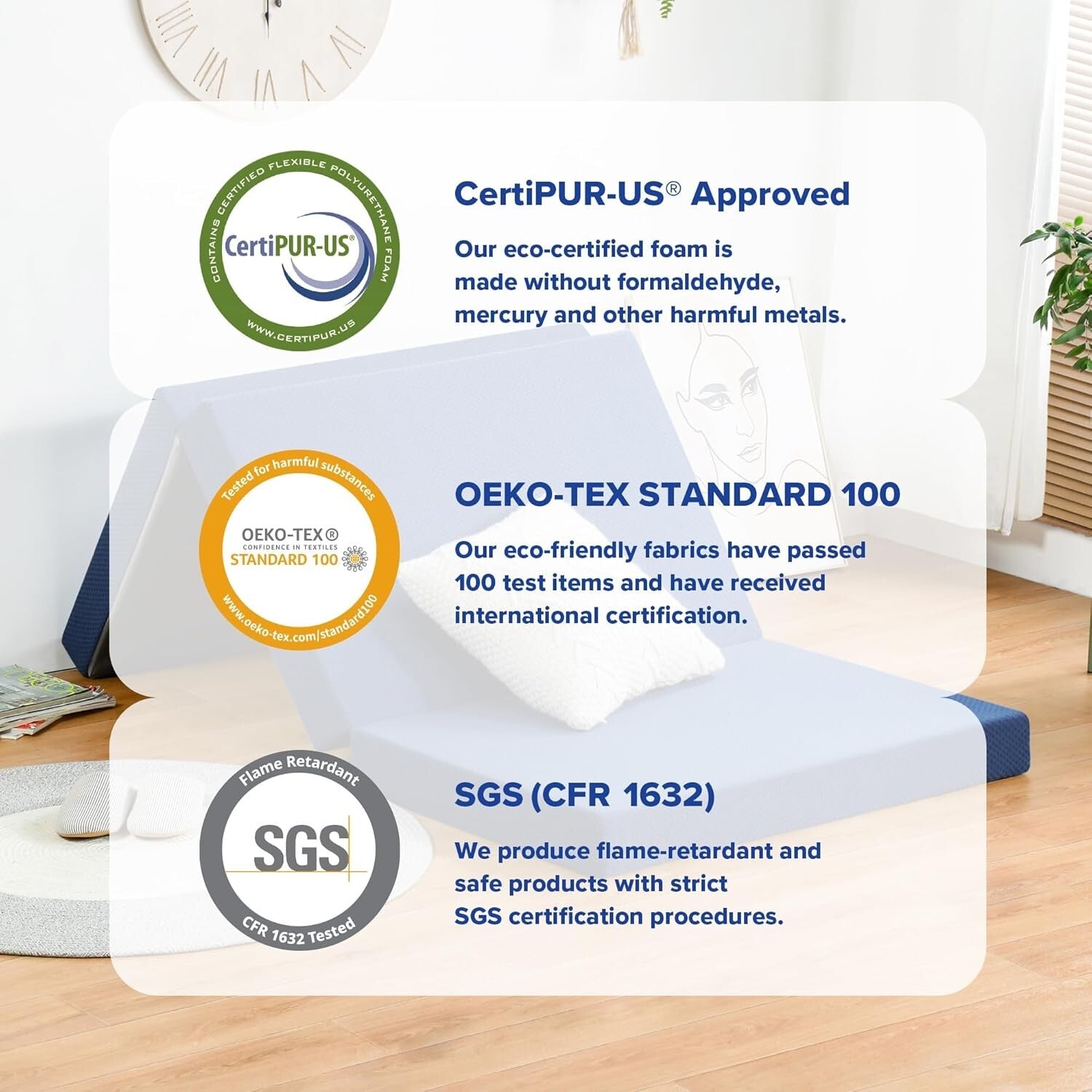 Versatile Tri-Fold Mattress and Guest Bed Solution - Cool Gel 4-Inch Comfort