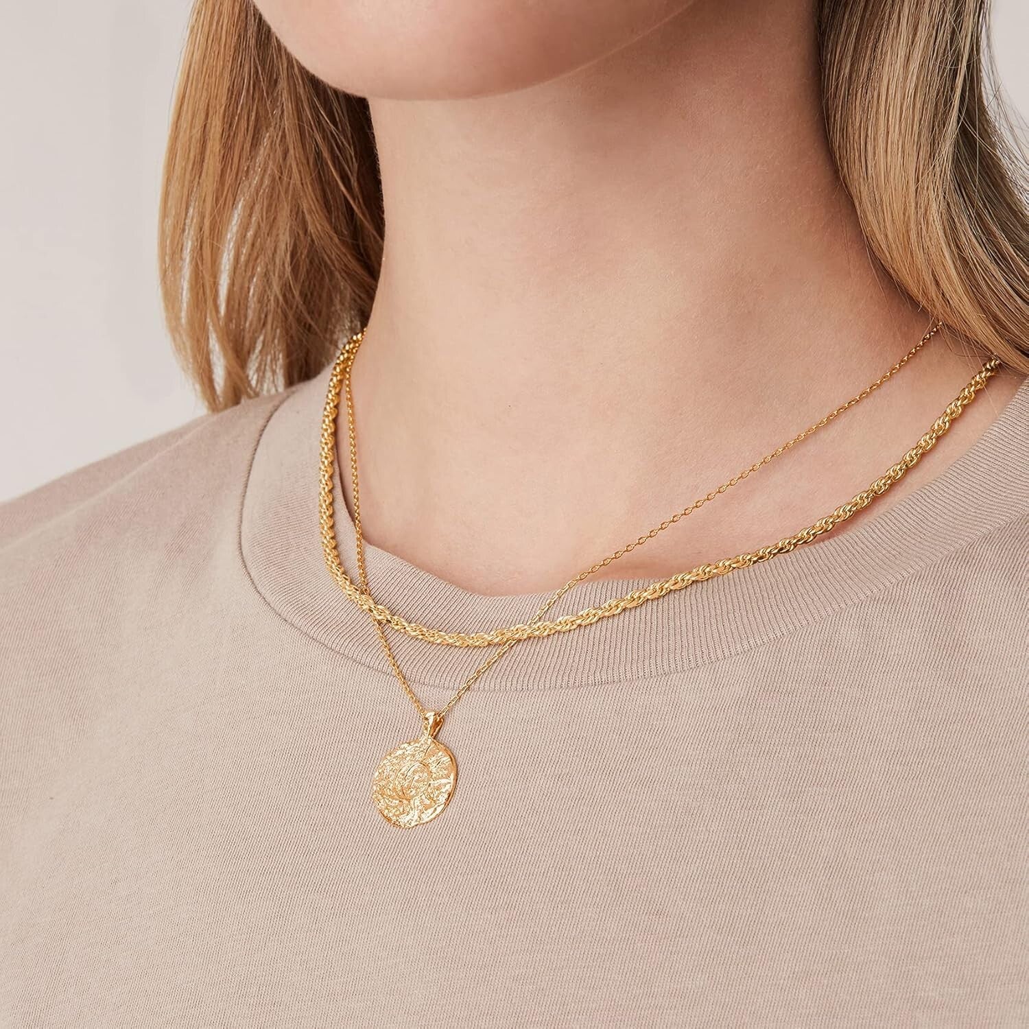 Eco-Conscious 14K Gold Plated Moon and Star Pendant Necklace - Timeless Charm