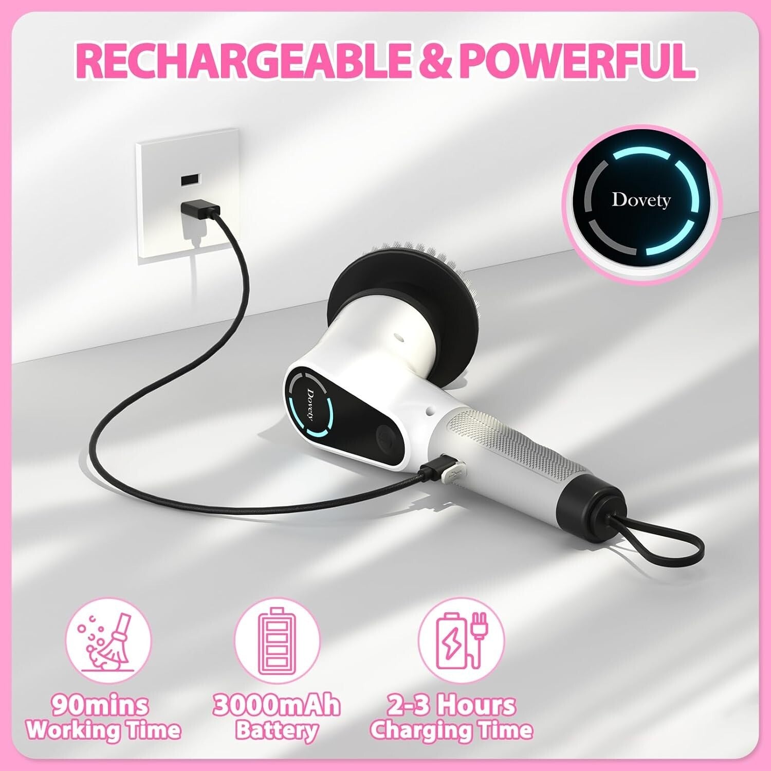 Advanced Cordless Cleaning Brush with Extendable Handle & 8 Versatile Heads