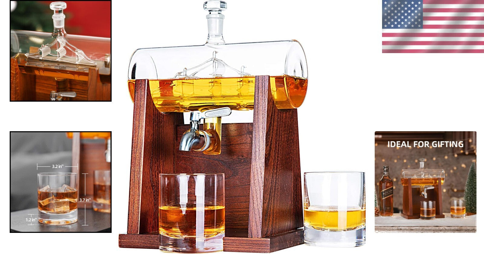 Stylish Whiskey Decanter with Wooden Base - Perfect Gift for Whiskey Lovers