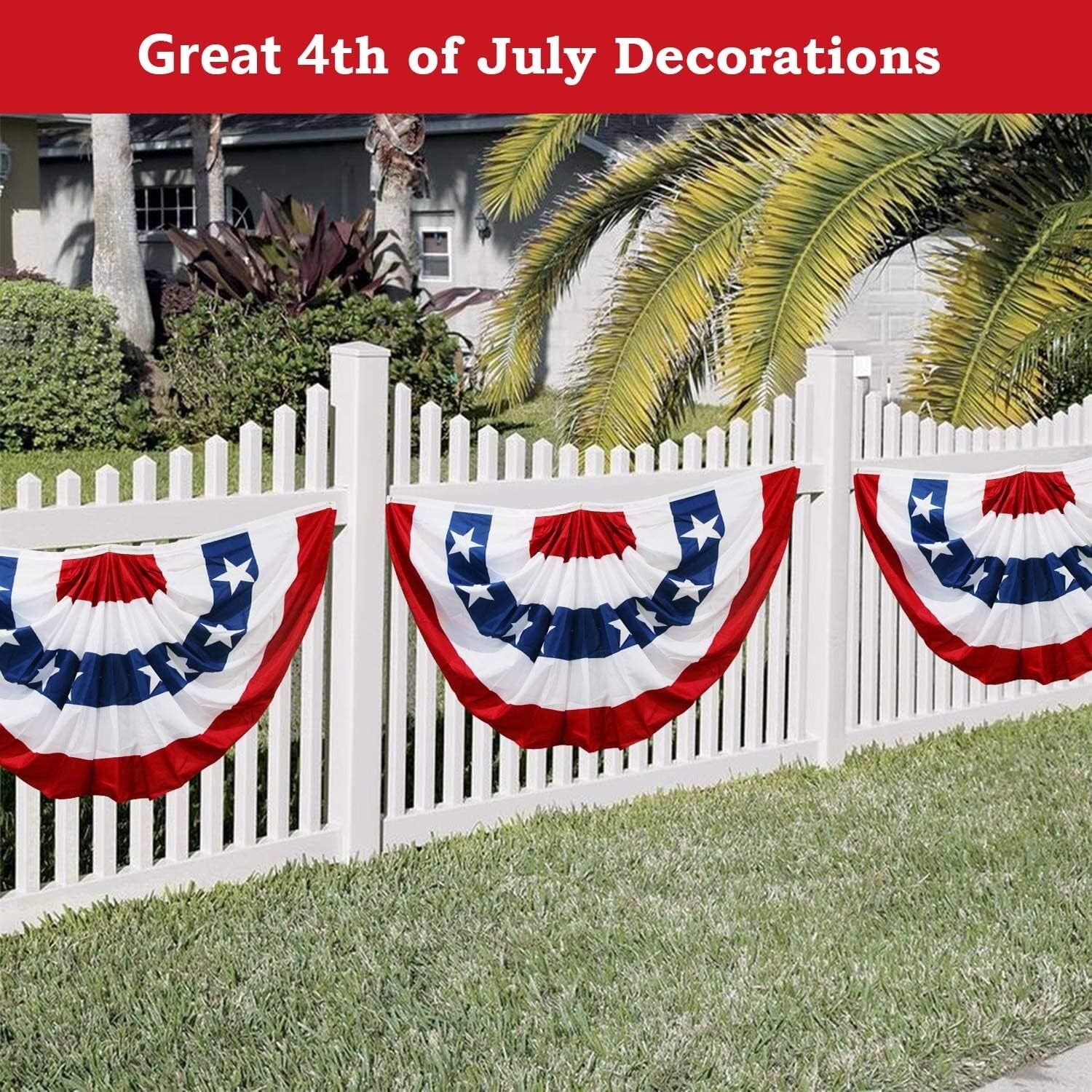 6-Pack 3x6 Ft American Flag Bunting - Bright Pleated Fan Flag for Celebrations