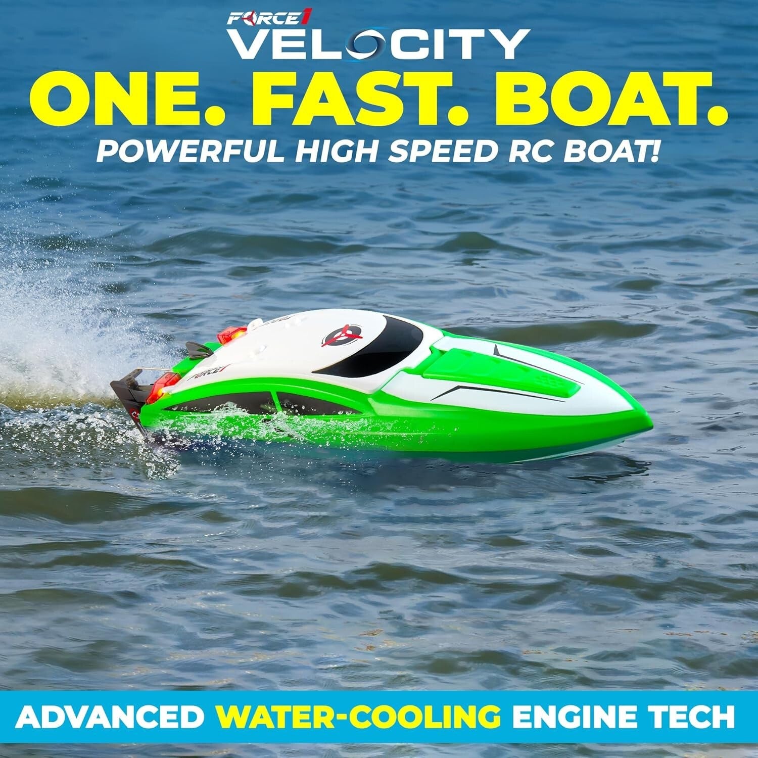 Rechargeable Velocity RC Speed Boat with Underwater Features & Low Battery Alert