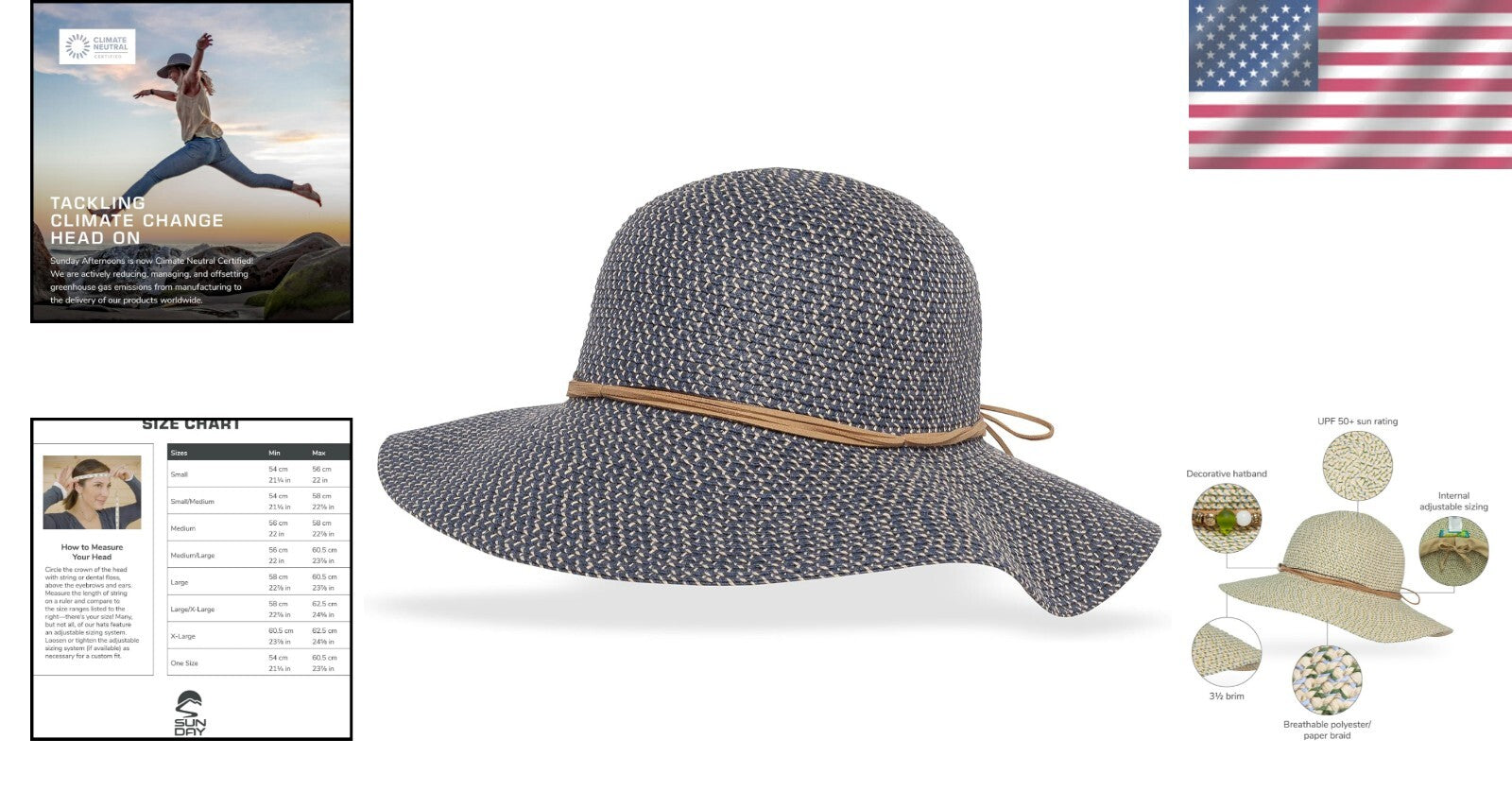 Adjustable Women's Sun Hat with Floppy Brim & Moisture-Wicking Sweatband