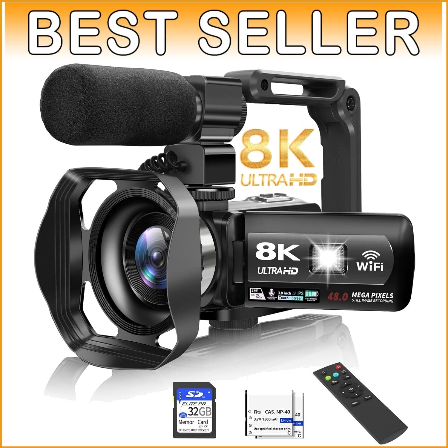 Lightweight 8K Vlogging Camera with WiFi & 18X Digital Zoom, Ideal for All Ages