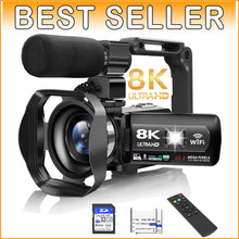 Load image into Gallery viewer, Lightweight 8K Vlogging Camera with WiFi &amp; 18X Digital Zoom, Ideal for All Ages
