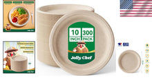 Load image into Gallery viewer, Durable Compostable Disposable Plates – 300 Count 10” Eco-Friendly Dinner Plates