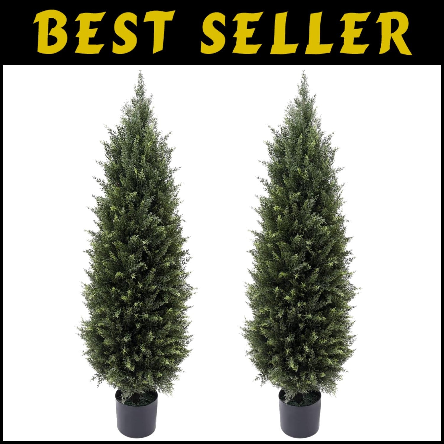 Set of 2 Sunlight Resistant Artificial Cedar Shrubs for Home & Garden Decor