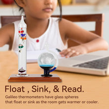 Load image into Gallery viewer, High Accuracy Galileo Thermometer &amp; Barometer with Wood Base - Perfect Gift Idea