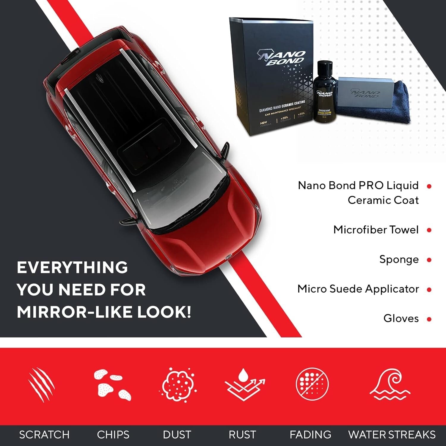 Hydrophobic 9H PRO Ceramic Coating Kit - Long-lasting High Gloss Automotive Care