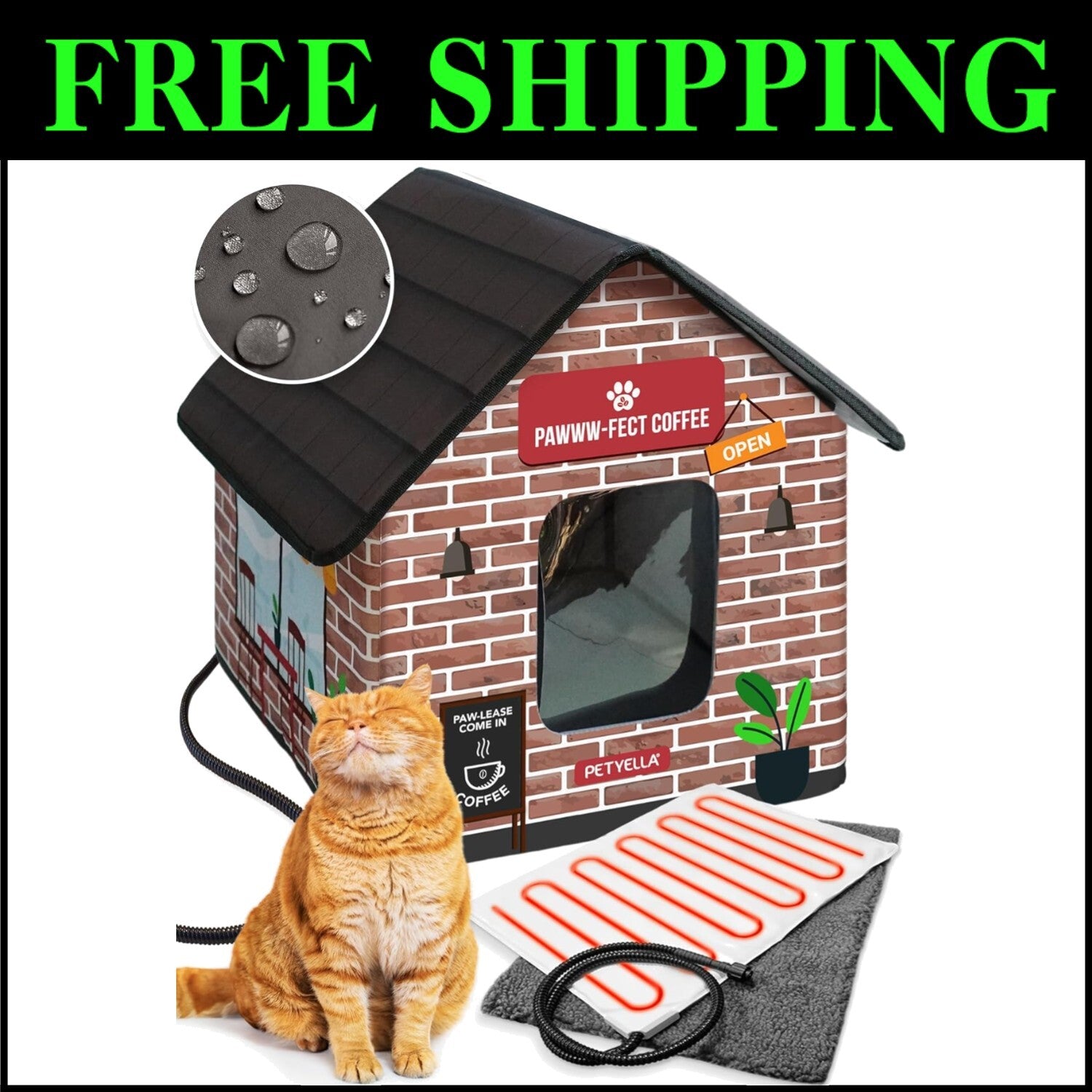 Insulated Outdoor Cat Shelter with Heated Mat - Ideal for Colder Weather