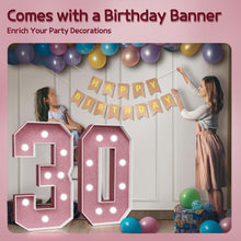 Load image into Gallery viewer, Large 3ft Light-Up Rose Gold Marquee Number 30 Decorations for 30th Birthdays