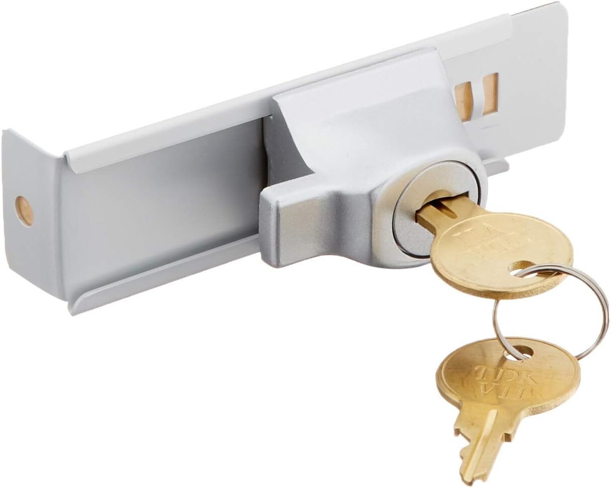 Modern Aluminum Showcase Lock with Peel-and-Stick Feature - Two Keys Included