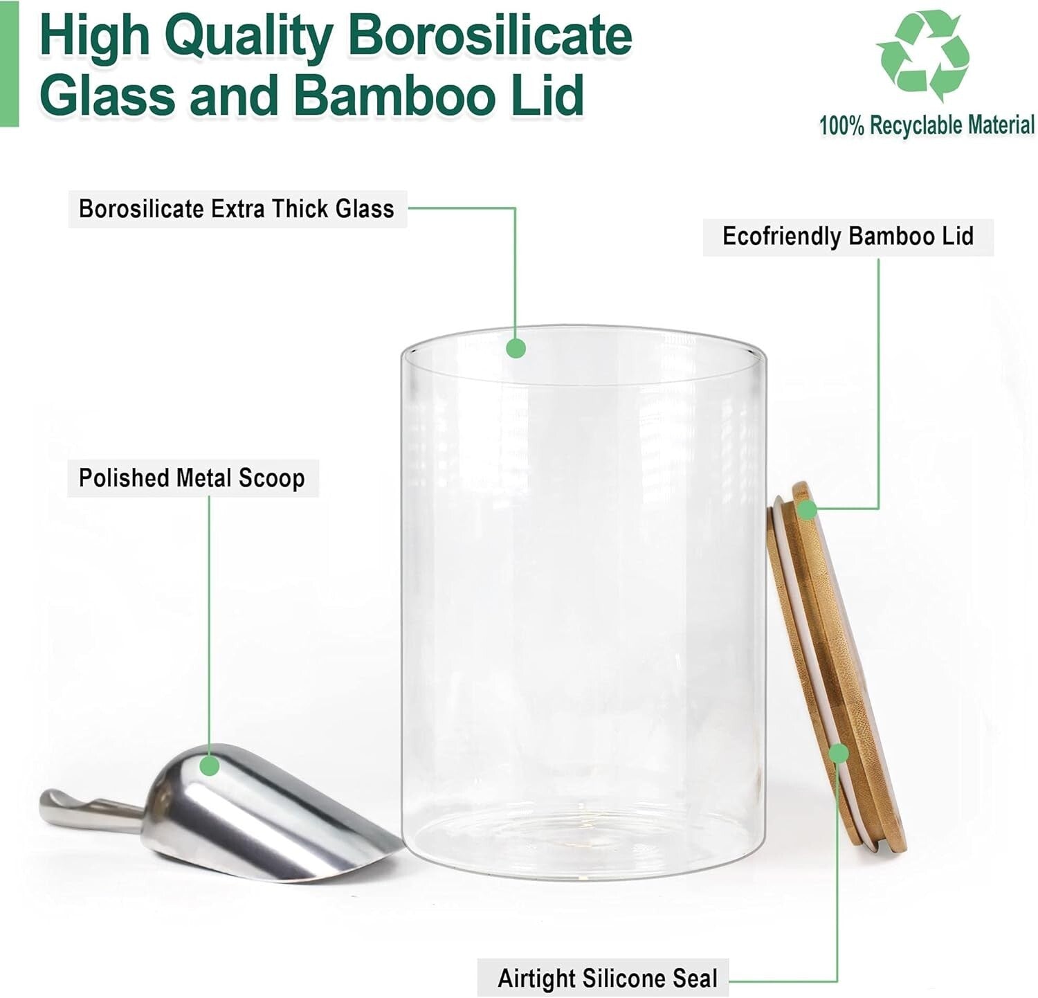 Eco-Friendly 100oz Glass Jars with Bamboo Lids - Perfect for Pantry Organization