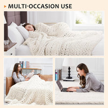 Load image into Gallery viewer, Breathable and Soft Chunky Knit Chenille Throw Blanket - Elegant Ivory 80''x90''