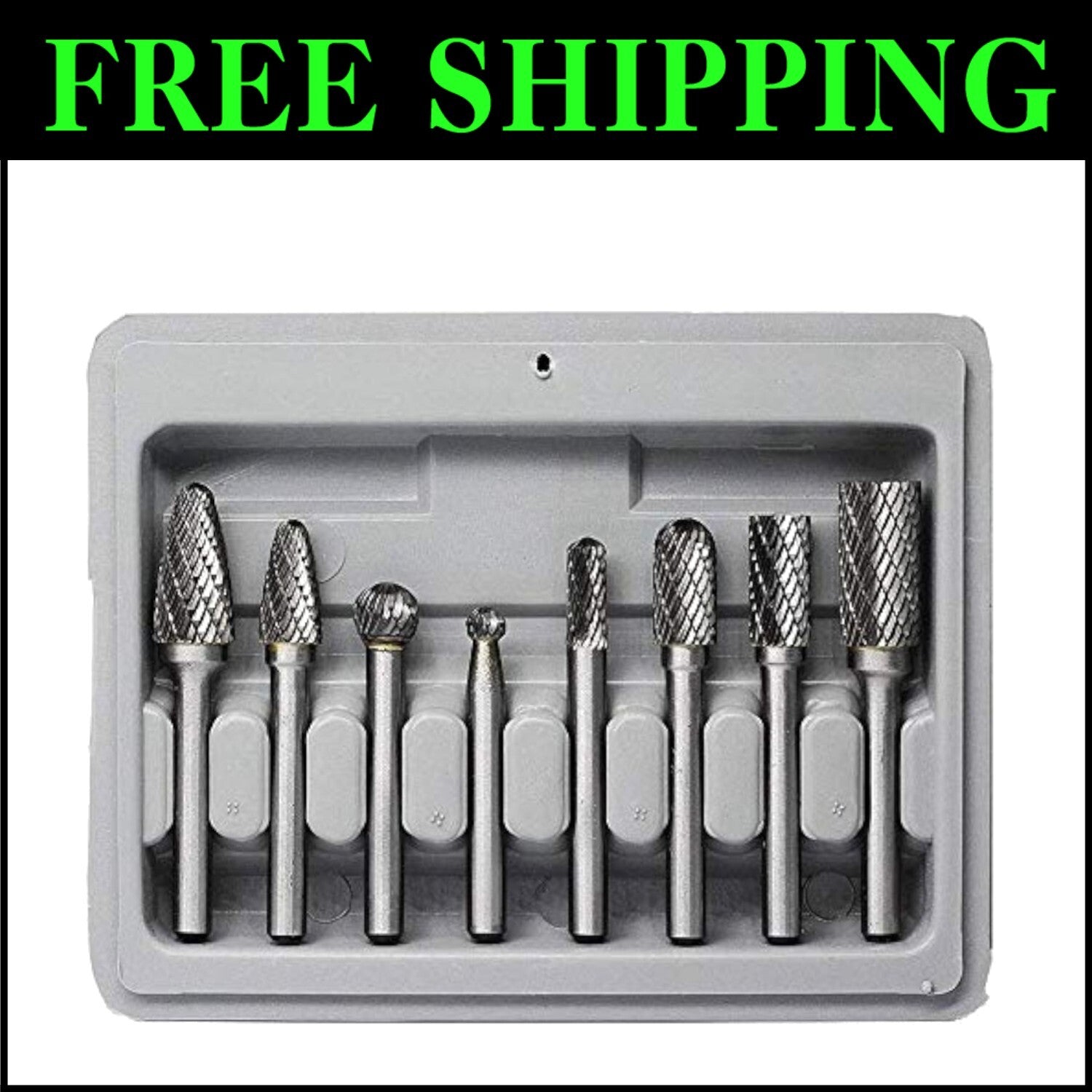 High-Quality Carbide Burrs Set - 8 Double Cut Tools for Woodworking & Metalwork