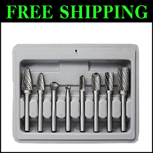 High-Quality Carbide Burrs Set - 8 Double Cut Tools for Woodworking & Metalwork