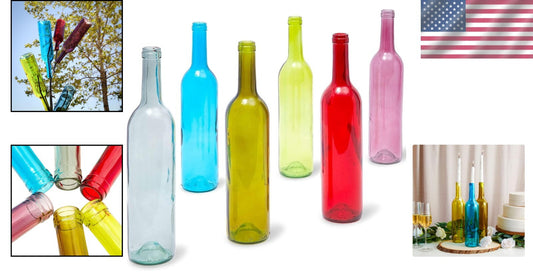 Assorted 6-Pack of Colorful Glass Wine Bottles for Unique Decor Solutions