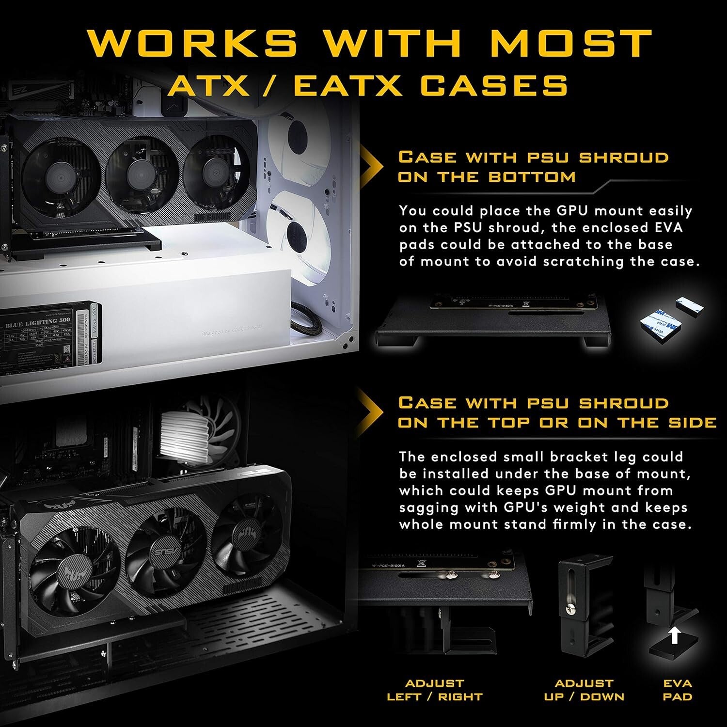 ARGB Vertical GPU Mount with PCIe 3.0 Riser Cable - Showcase Your Graphics Card