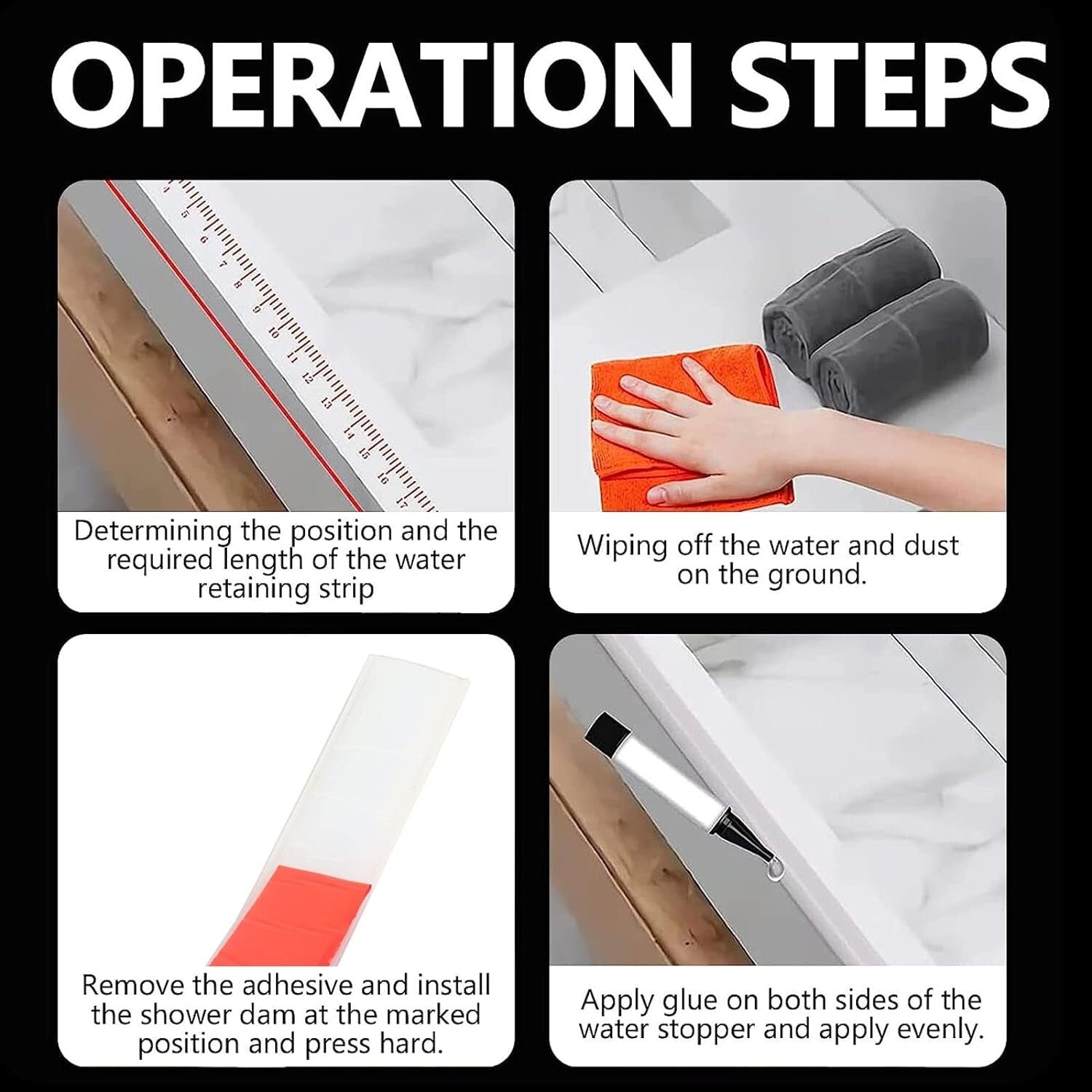 Durable 98-Inch Black Water Dam Strip for Easy Installation and Leak Prevention