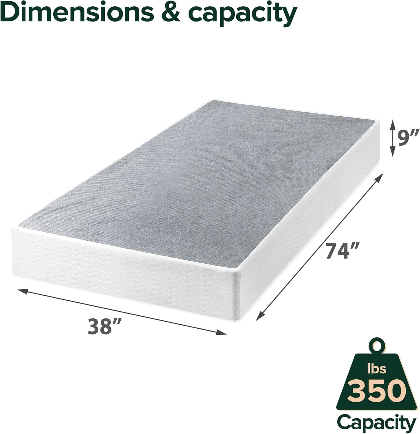 Durable 9-Inch Metal Smart Box Spring - Twin Mattress Foundation, Easy Assembly