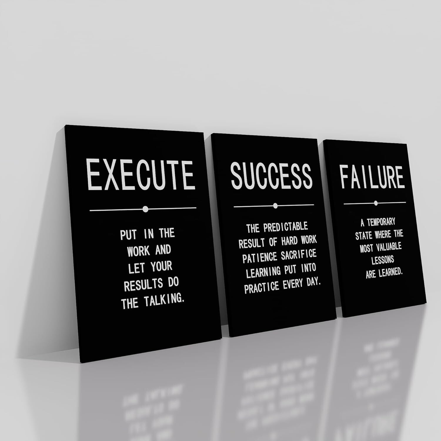 Gallery-Wrapped 3-Piece Canvas Inspirational Quotes for Motivating Home Décor