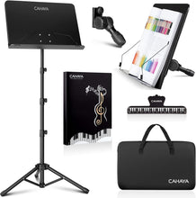 Load image into Gallery viewer, Black Alloy Steel Music Stand with Tiltable Tray - Perfect for Musicians