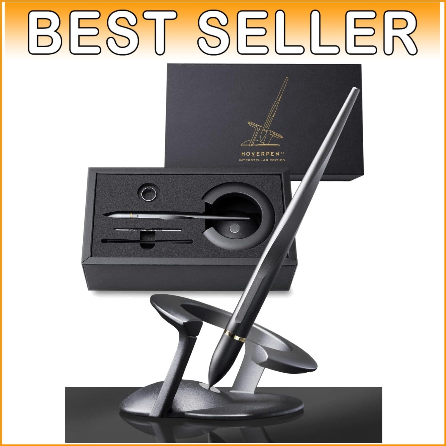 Futuristic Space Black Hoverpen 2.0 - Elegant Ballpoint Pen for Professionals