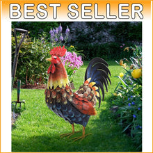 Load image into Gallery viewer, Unique Handmade Rooster Decor - Water Resistant Metal Yard Art for All Seasons