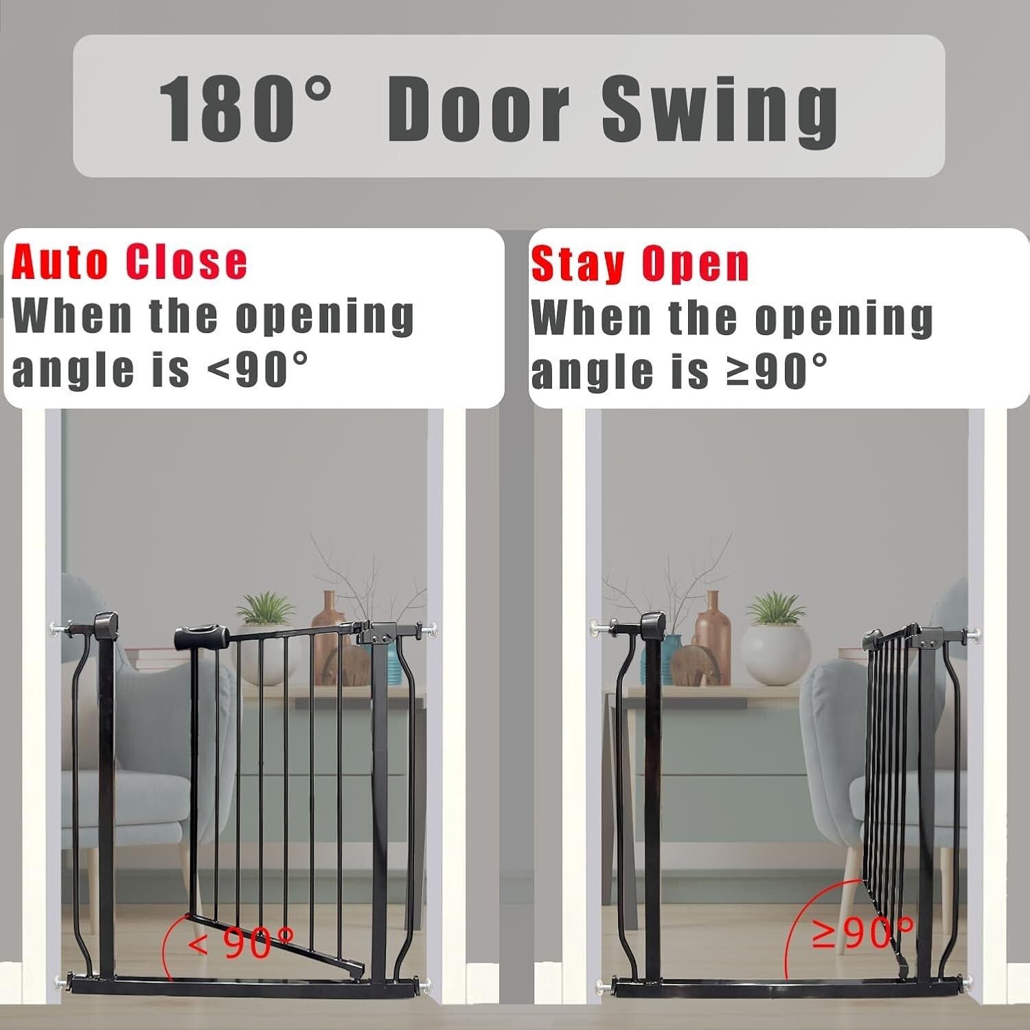 Easy Install Extra Wide Baby Gate 48-52.7" - Auto-Close Safety for Kids & Pets