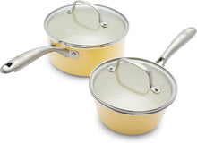Load image into Gallery viewer, Versatile Yellow Ceramic Nonstick Saucepan Set (1QT &amp; 2QT) - For Healthy Cooking