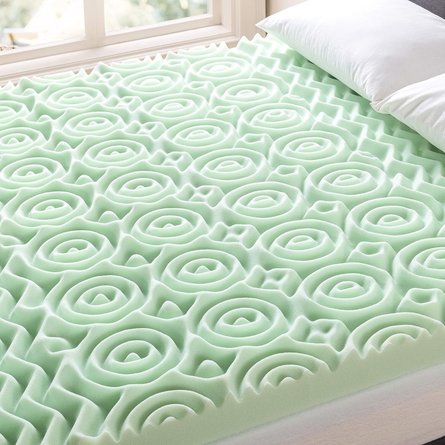 5-Zone Medium Firmness Memory Foam Topper with Green Tea - Twin 4 Inch