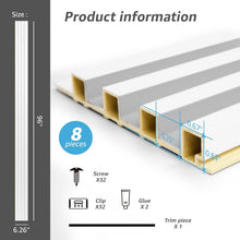 Load image into Gallery viewer, Contemporary Matte White WPC Slat Panels - Easy Install 8-Pack for Interiors