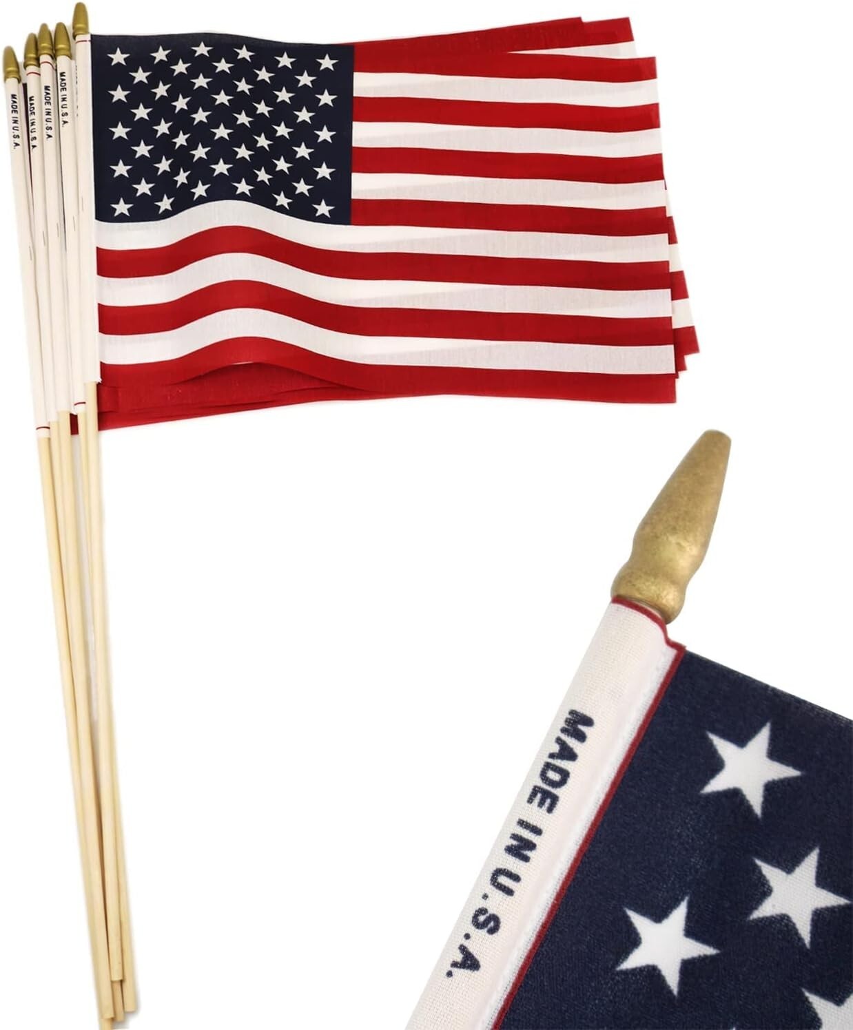 Durable 24pc Miniature American Flags on Birch Poles, Perfect for Celebrations