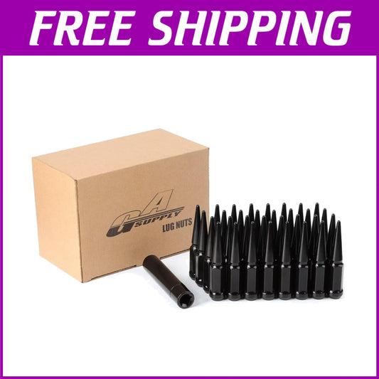 Electrophoresis Coated 14x1.5 Black Spike Lug Nuts for Car Aesthetics - 32 Pack