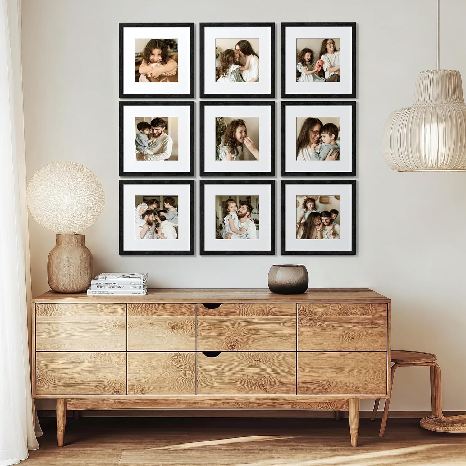 Elegant Black Picture Frame Set for 14x14 and 10x10 Photos - Collage Decor