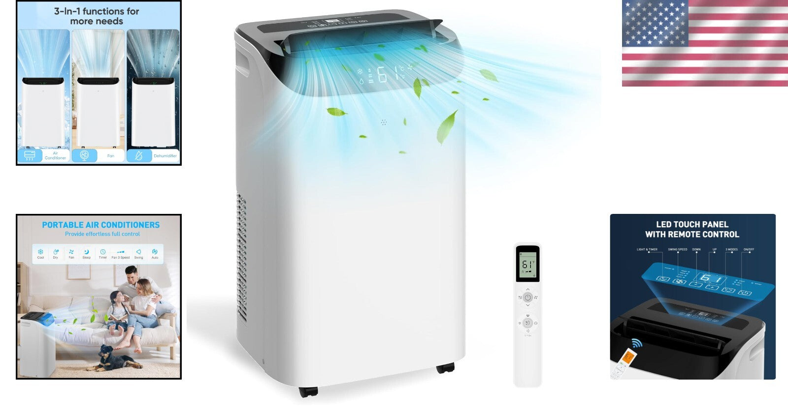14,000 BTU Energy-Saving Portable Air Conditioner - 700 Sq.Ft Cooling Power