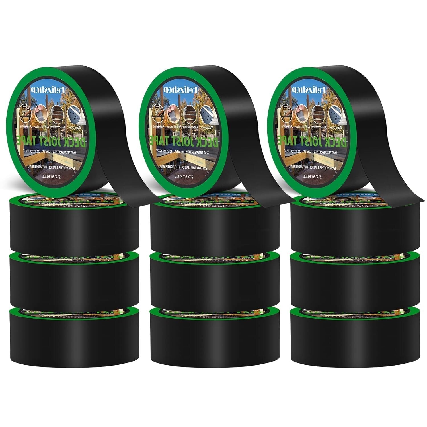12 Rolls Butyl Deck Joist Tape - Waterproof Self-Adhesive Weather Protection