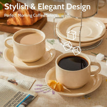 Load image into Gallery viewer, Durable Porcelain 8oz Cappuccino Cups &amp; Saucers Bundle - Ideal for Coffee Lovers