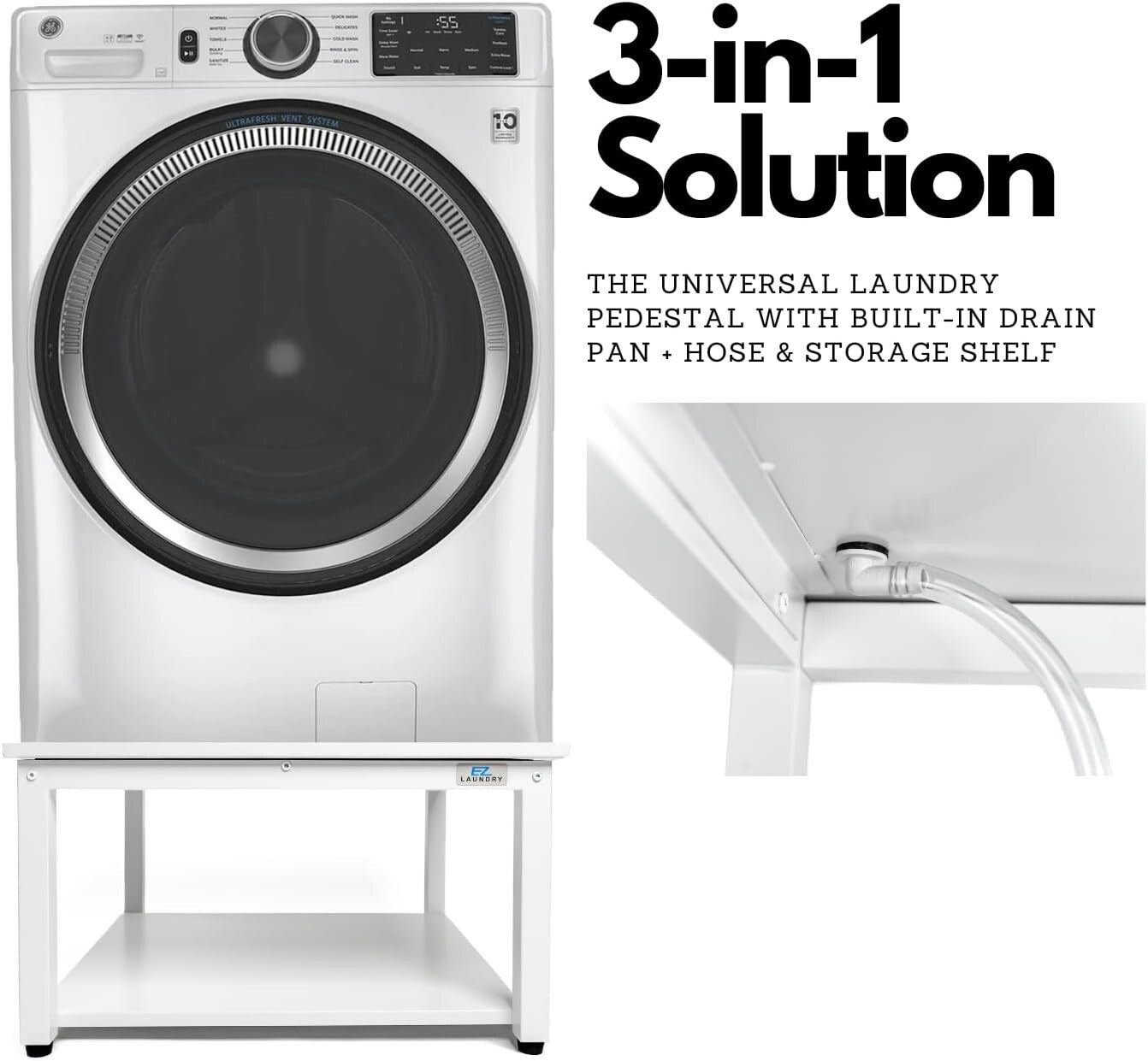 Premium 29” Laundry Pedestal with Drain Pan - Elevate Washers & Dryers Securely