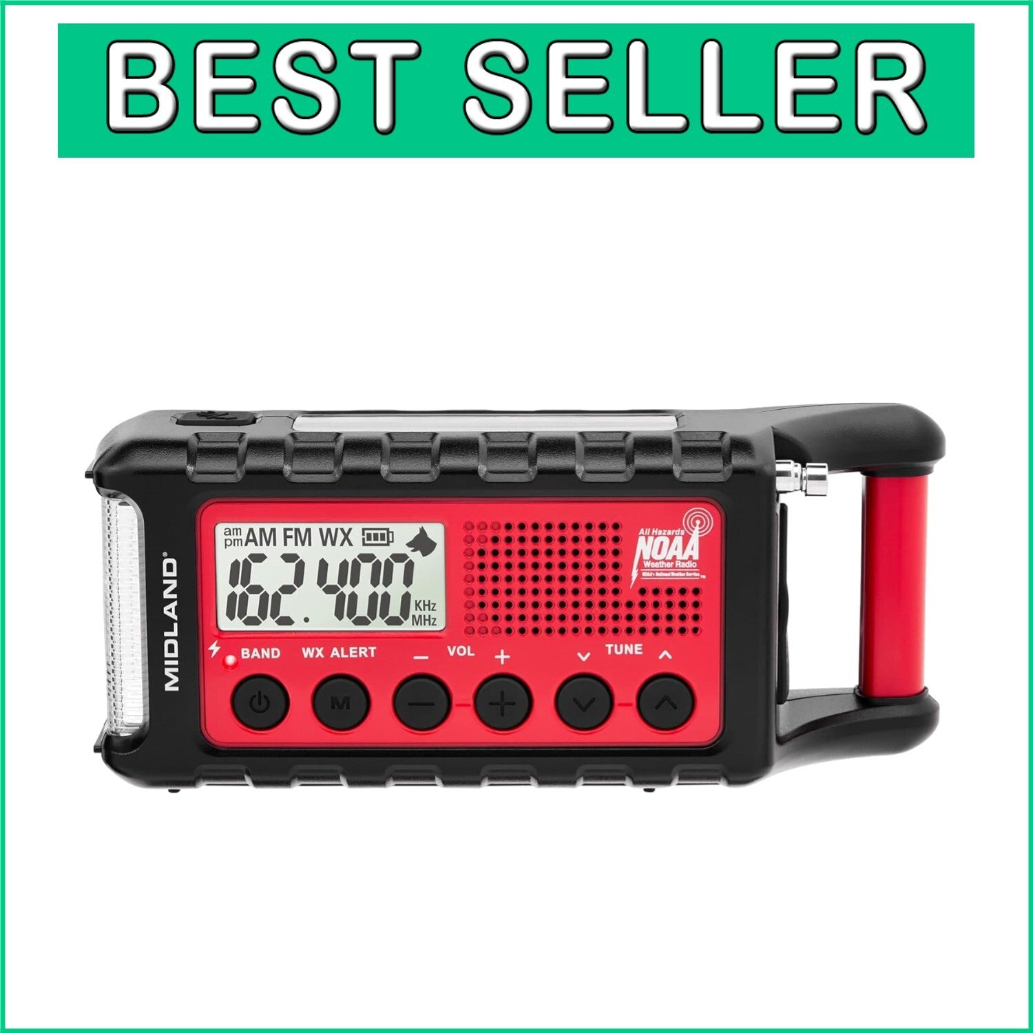 Emergency AM/FM Weather Radio with Rechargeable Battery & Multiple Power Options
